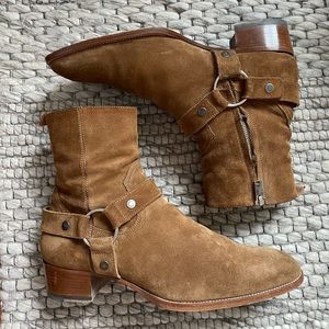 Saint Laurent Suede Wyatt Harness Boots